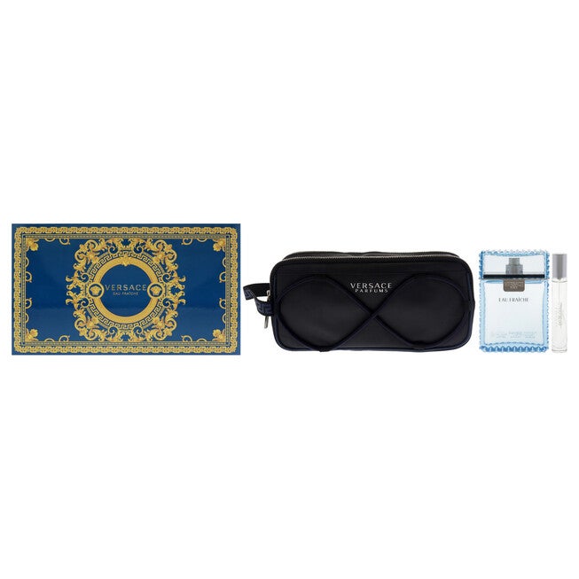 Versace Man Eau Fraiche by Versace for Men - 3 Pc Gift Set 3.4oz EDT Spray, 10ml EDT Spray (Mini), Pouch, NA, hi-res image number null