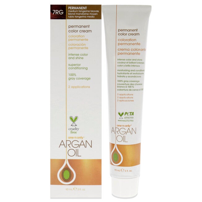 Argan Oil Permanent Color Cream - 7RG Medium Tangerine Blonde by One n Only for Unisex - 3 oz Hair Color, NA, hi-res image number null