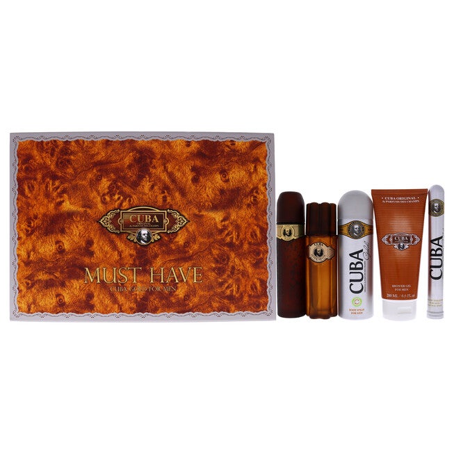 Cuba Gold Must Have by Cuba for Men - 5 Pc Gift Set 3.3oz EDT Spray, 1.17oz EDT Spray, 3.3oz After Shave, 6.7oz Body Spray, 6.7oz Shower Gel, , alternate image number null