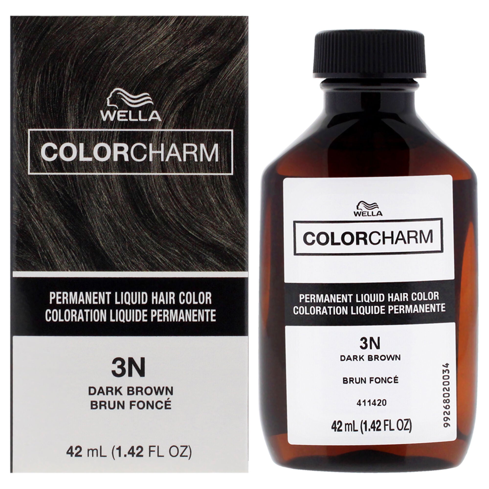 Color Charm Permanent Liquid Hair Color - 3N Dark Brown by Wella for Unisex - 1.42 oz Hair Color, See Description, hi-res image number 0