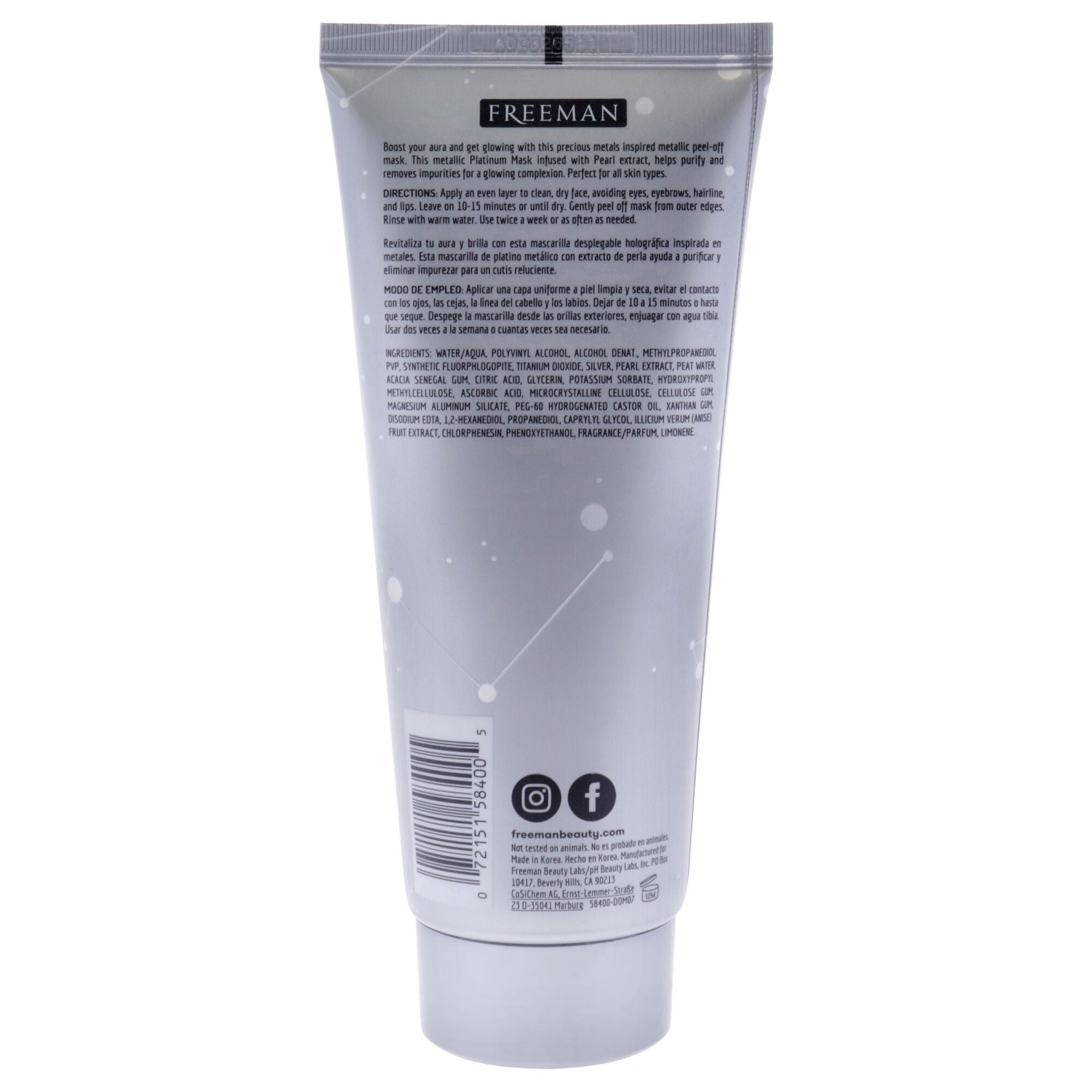 Cosmic Metallic Peel-Off Mask - Purifying Platinum by Freeman for Women - 6 oz Mask, See Description, alternate image number 1