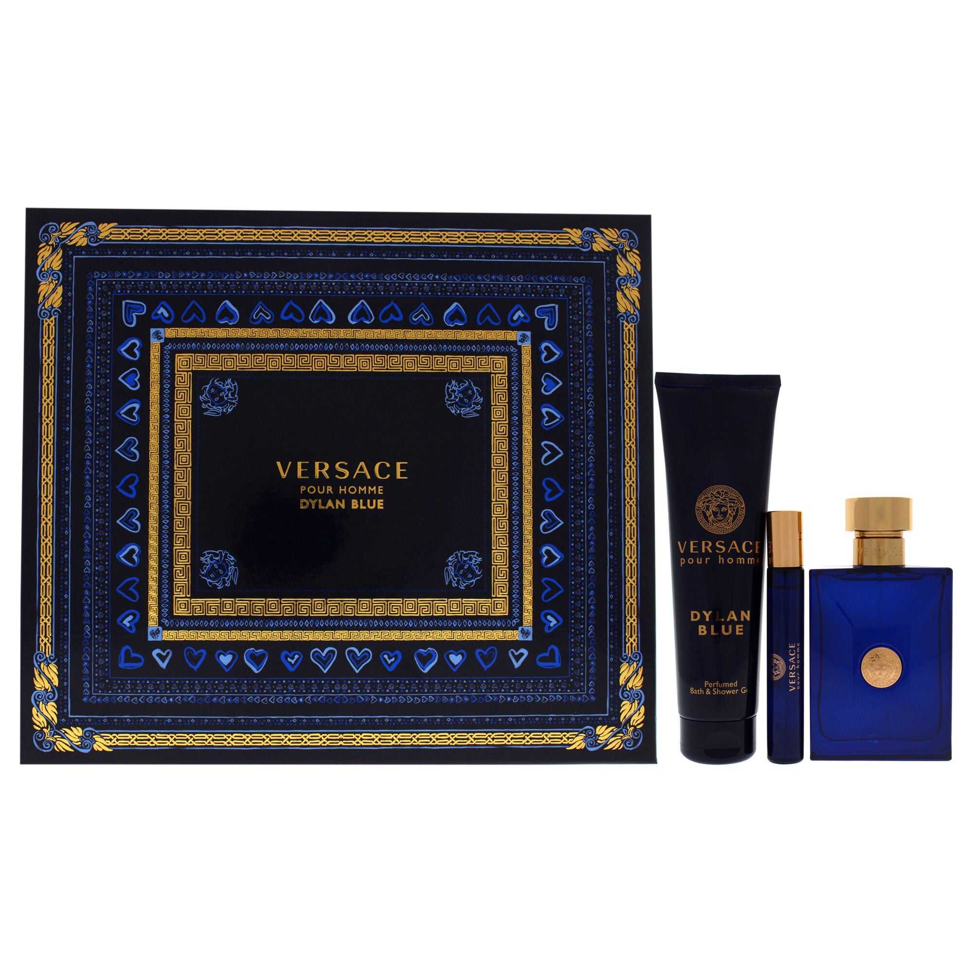 Dylan Blue by Versace for Men - 3 Pc Gift Set 3.4oz EDT Spray, 0.3oz EDT Spray, 5.0oz Bath and Shower Gel, , alternate image number 4