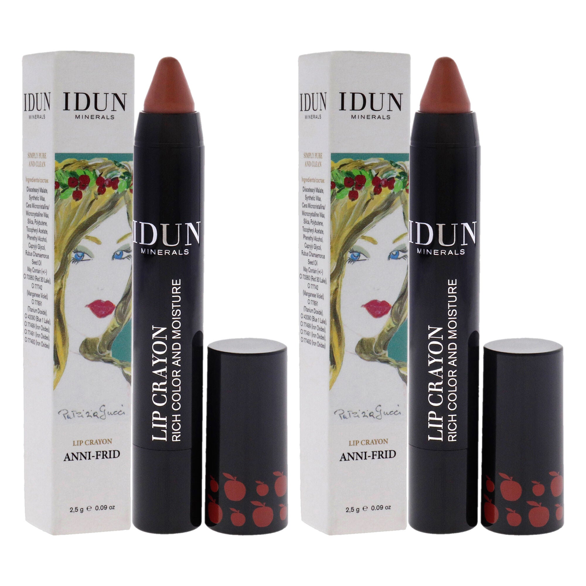Lip Crayon - 402 Anni-Frid by Idun Minerals for Women - 0.09 oz Lipstick - Pack of 2, , alternate image number 6