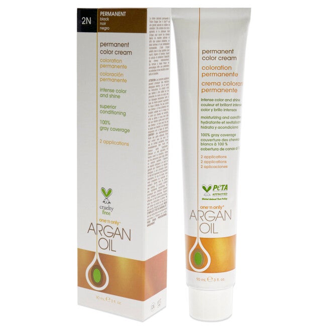 Argan Oil Permanent Color Cream - 2N Black by One n Only for Unisex - 3 oz Hair Color, , alternate image number null