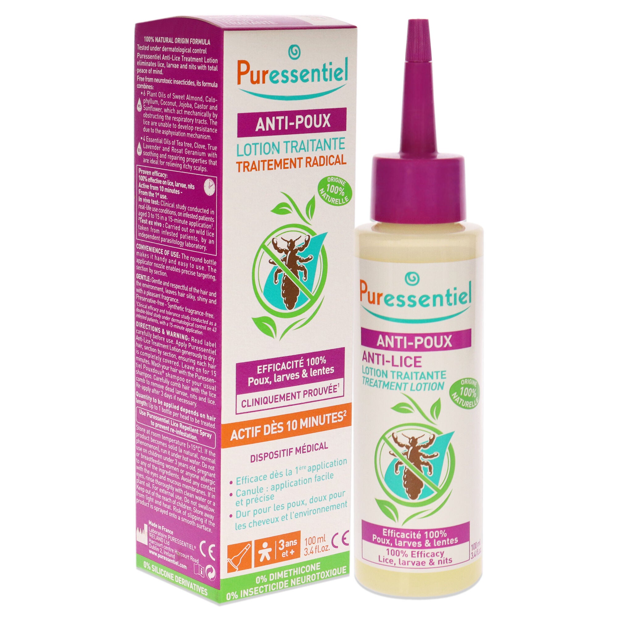 Anti-Lice Treatment Lotion by Puressentiel for Unisex - 3.4 oz Treatment, See Description, alternate image number 1