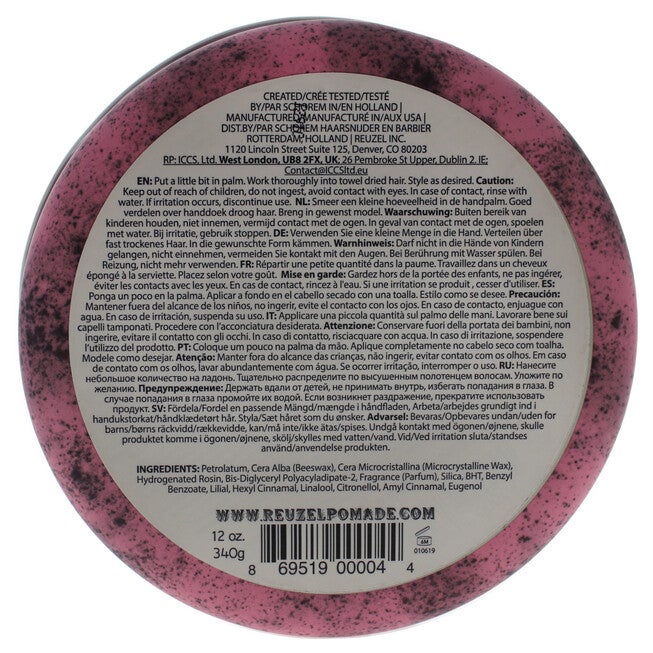 Pink Grease Heavy Hold Pomade by Reuzel for Men - 12 oz Pomade, NA, alternate image number null