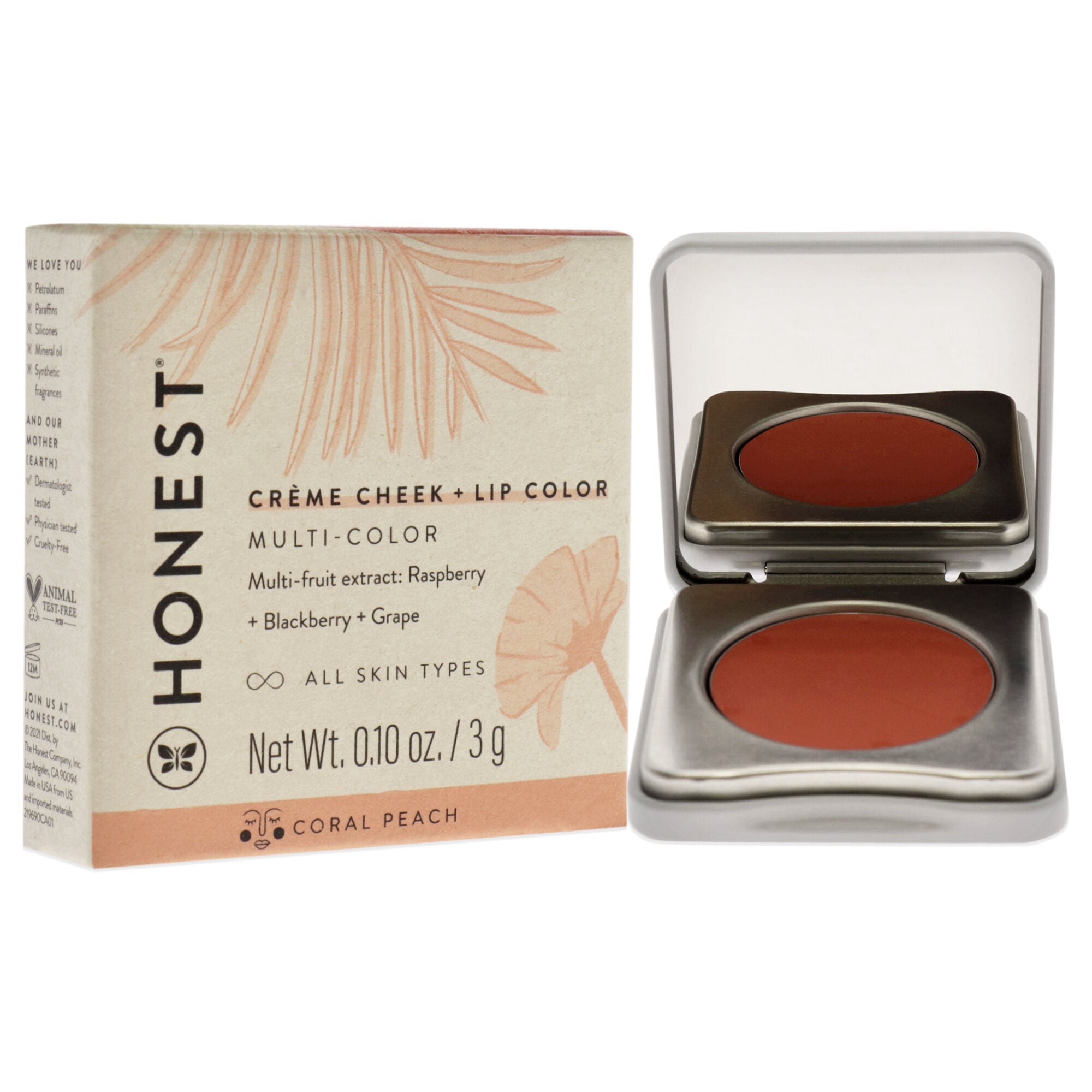 Creme Cheek Blush Plus Lip Color - Coral Peach by Honest for Women - 0.10 oz Makeup, See Description, alternate image number 1