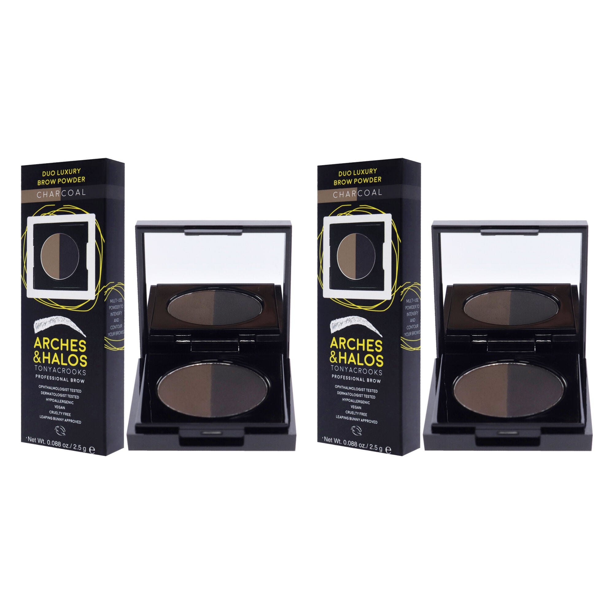 Duo Luxury Brow Powder - Charocoal by Arches and Halos for Women - 0.088 oz Eyebrow - Pack of 2, See Description, alternate image number 2