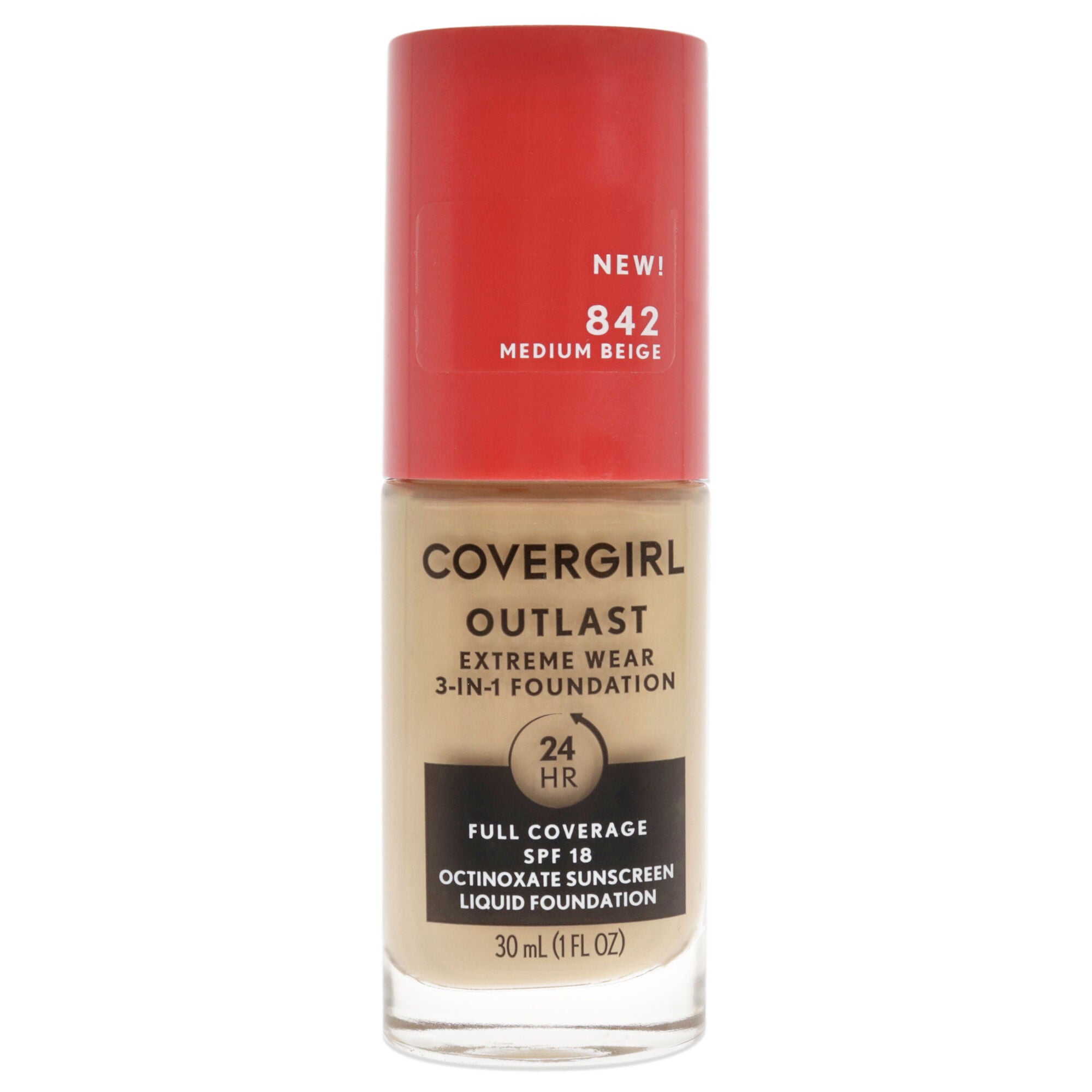 Outlast Extreme Wear 24Hr 3-in-1 Foundation SPF 18 - 842 Medium Beige by CoverGirl for Women - 1 oz Foundation, See Description, hi-res image number 0