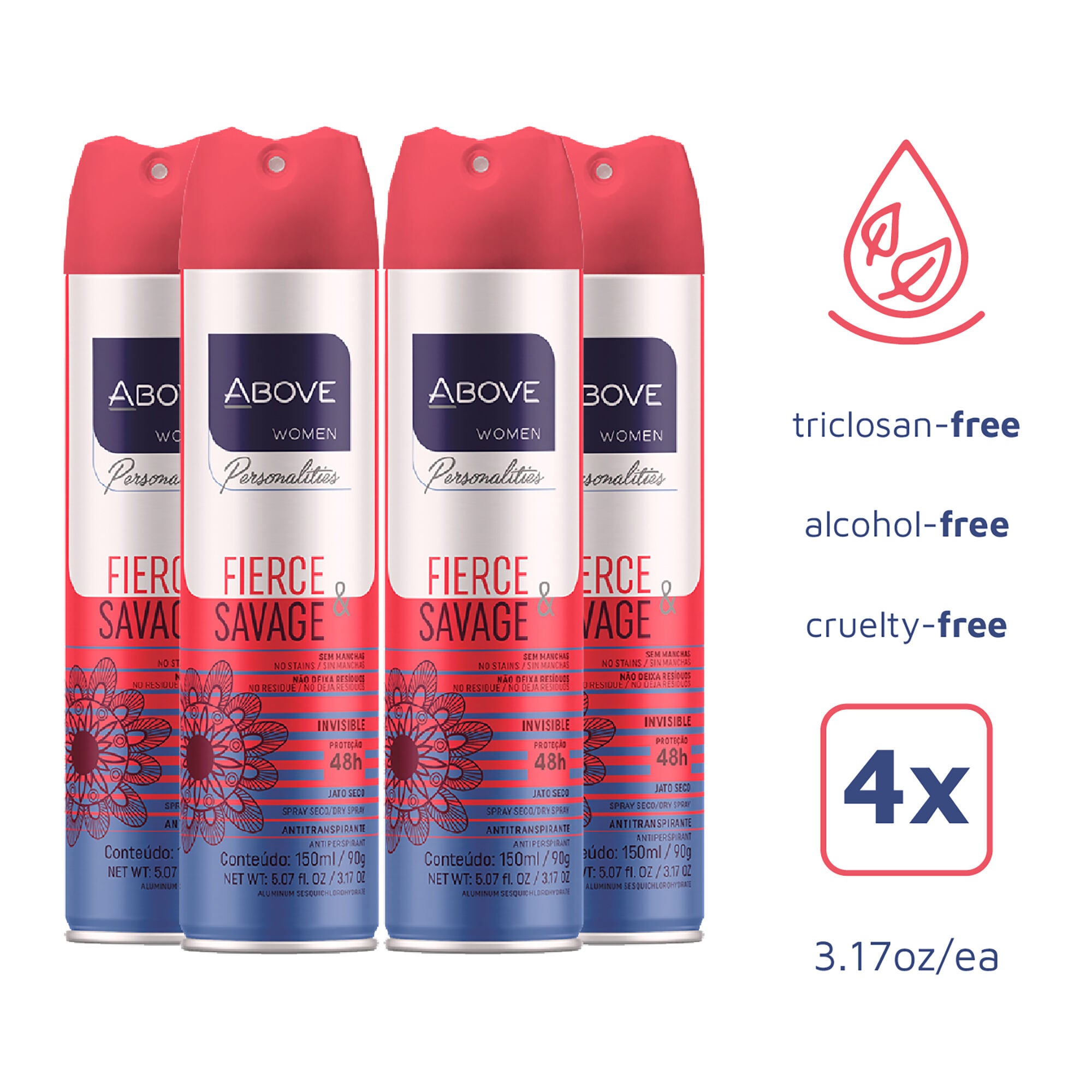 48 Hours Personalities Antiperspirant Deodorant - Fierce and Savage by Above for Women - 3.17 oz Deodorant Spray - Pack of 4, , alternate image number 6