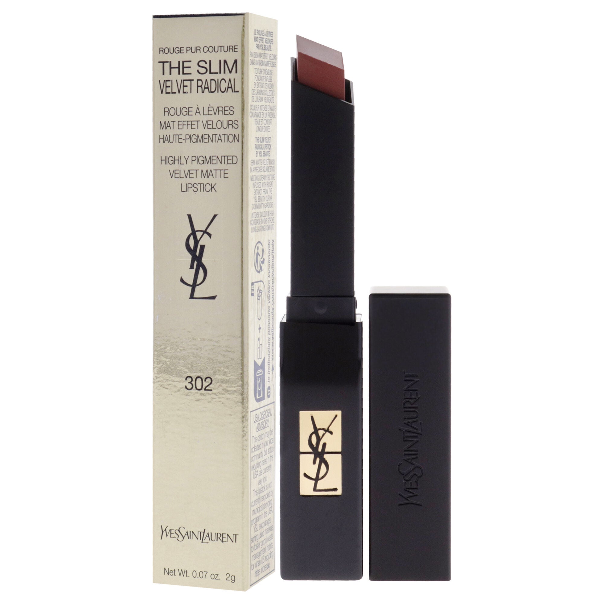 The Slim Velvet Radical Matte Lipstick - 302 Brown No Way Back by Yves Saint Laurent for Women - 0.07 oz Lipstick, , alternate image number 7