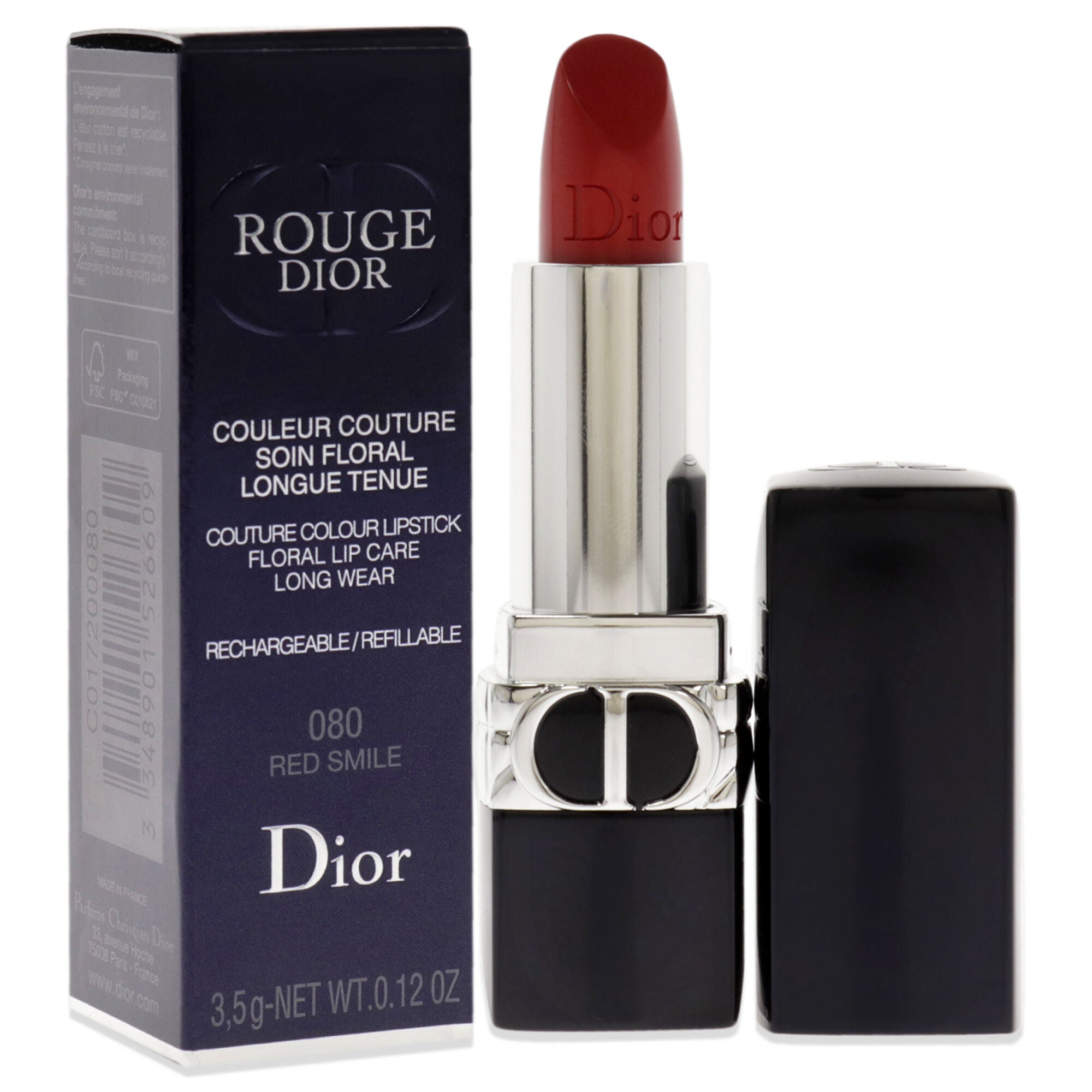 Rouge Dior Couture Lipstick Satin - 080 Red Smile by Christian Dior for Women - 0.12 oz Lipstick (Refillable), , alternate image number 6