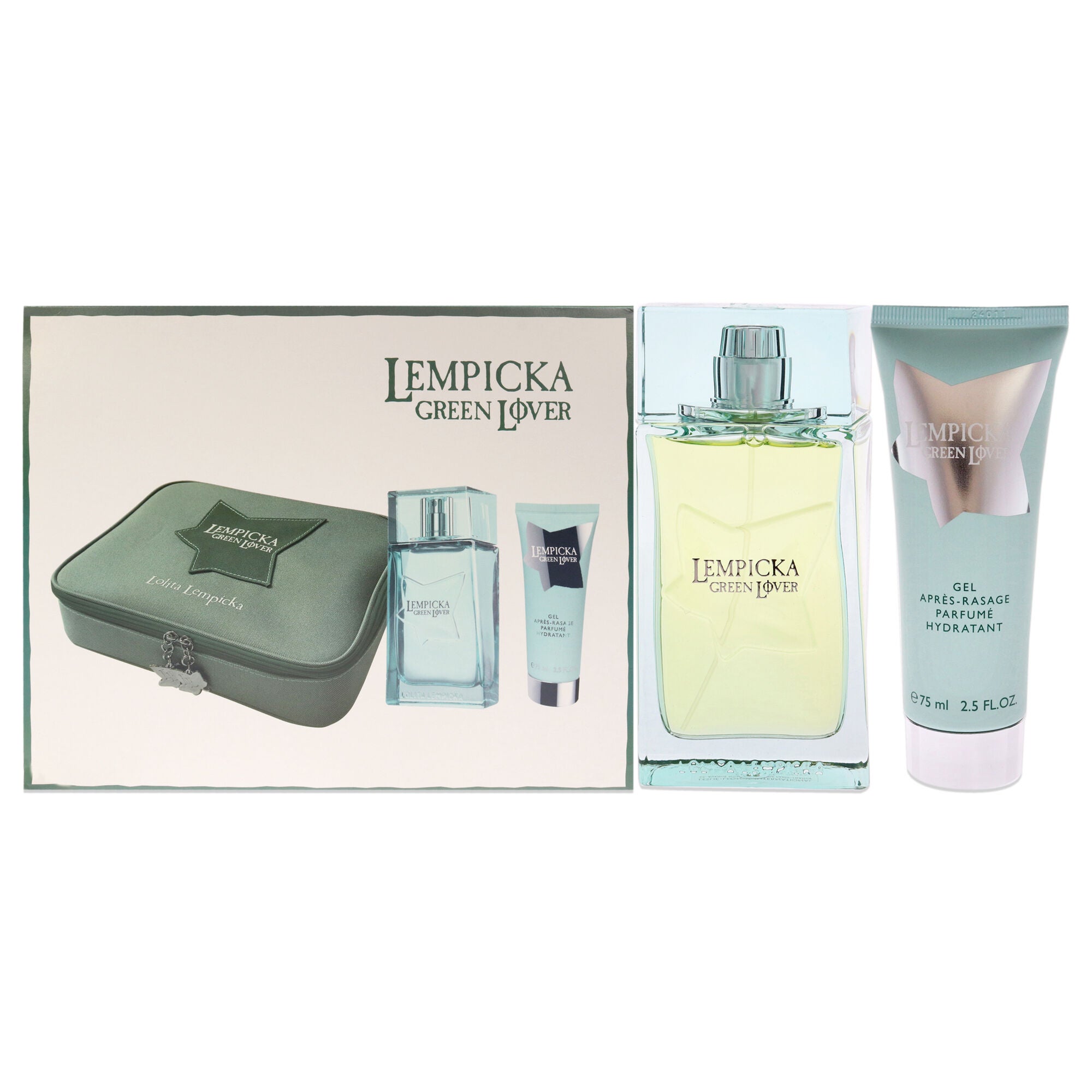 Green Lover by Lolita Lempicka for Men - 3 Pc Gift Set 3.4oz EDT Spray, 2.5oz After Shave Gel, Pouch, See Description, hi-res image number 0