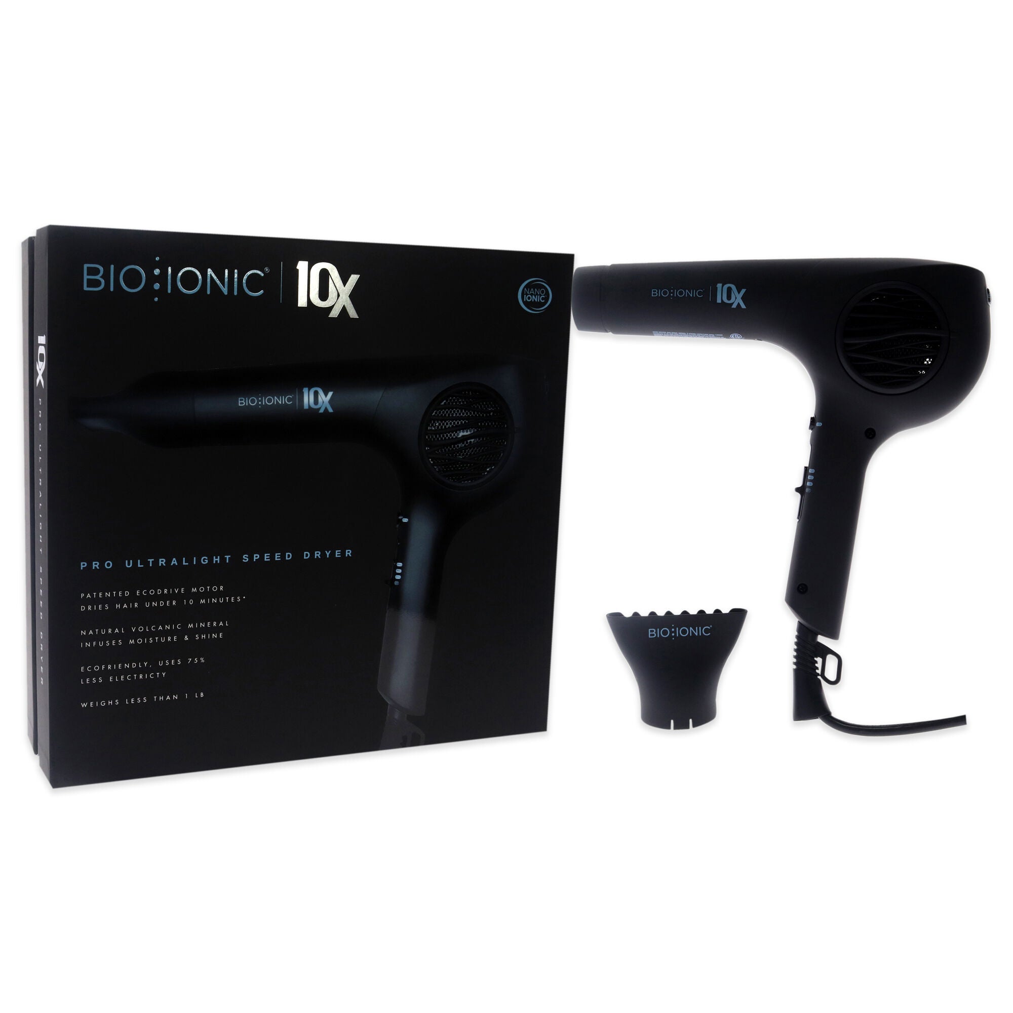 10x Pro Ultra Light Speed Dryer - Black by Bio Ionic for Women - 1 Pc Hair Dryer, See Description, alternate image number 2