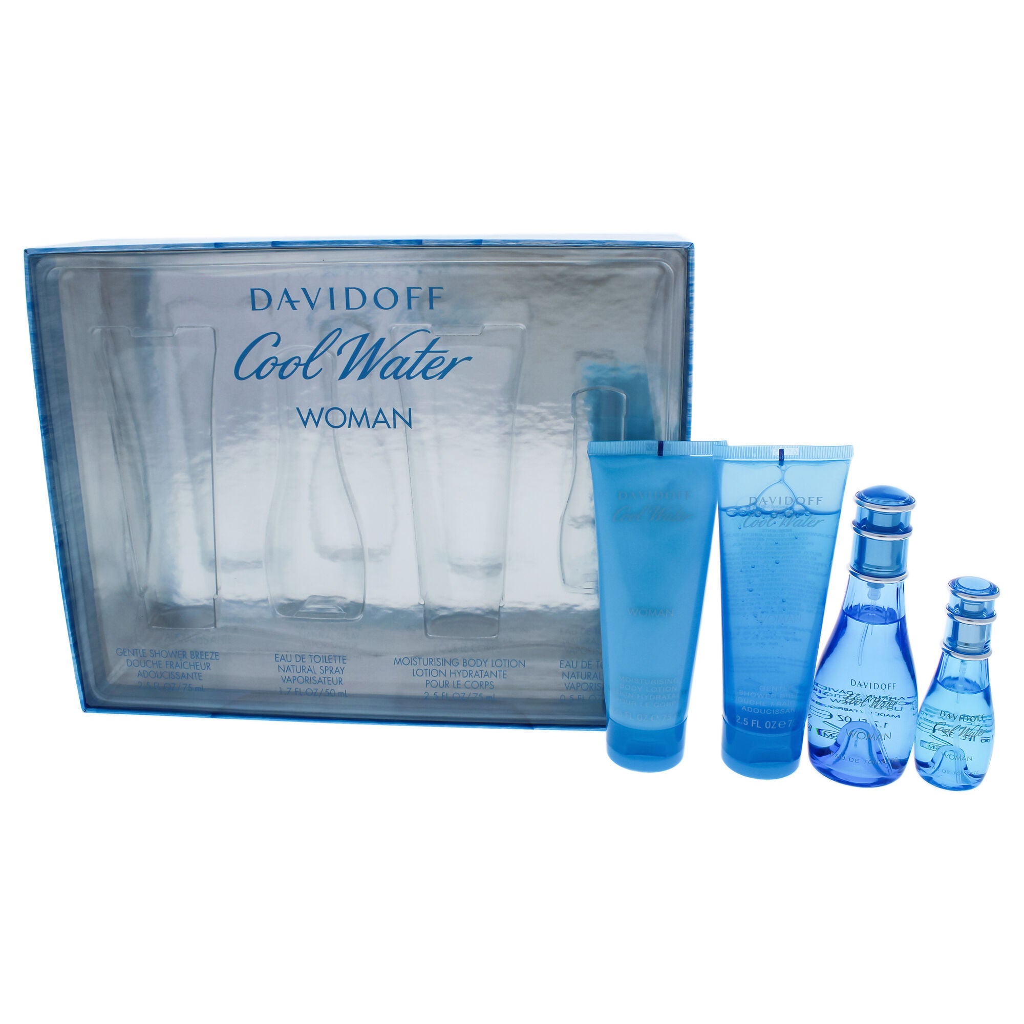 Cool Water by Davidoff for Women - 4 Pc Gift Set 1.7oz EDT Spray, 2.5oz Gentle Shower Breeze, 2.5oz Moisturizing Body Lotion, 0.5oz EDT Spray, , alternate image number 4