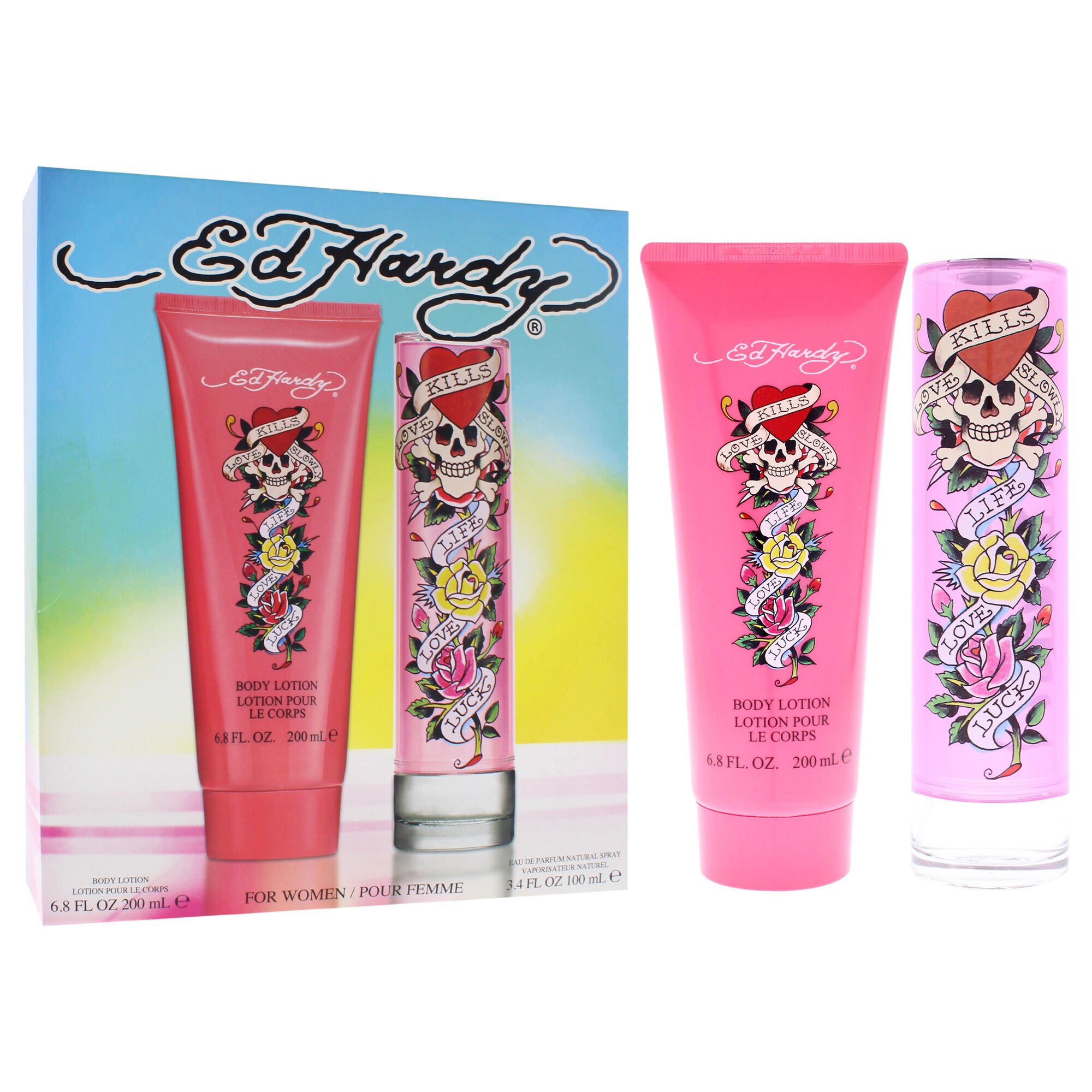 Ed Hardy by Christian Audigier for Women - 2 Pc Gift Set 3.4oz EDP Spray, 6.8oz Body Lotion, Clear, alternate image number 2
