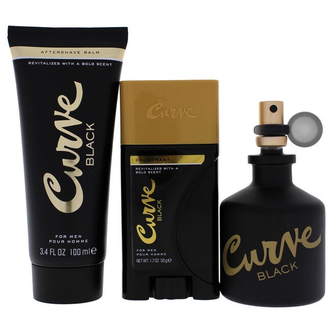 Curve Black by Liz Claiborne for Men - 3 Pc Gift Set 2.5oz EDC Spray, 3.4oz After Shave Balm, 1.7oz Deodorant Stick, , alternate image number null