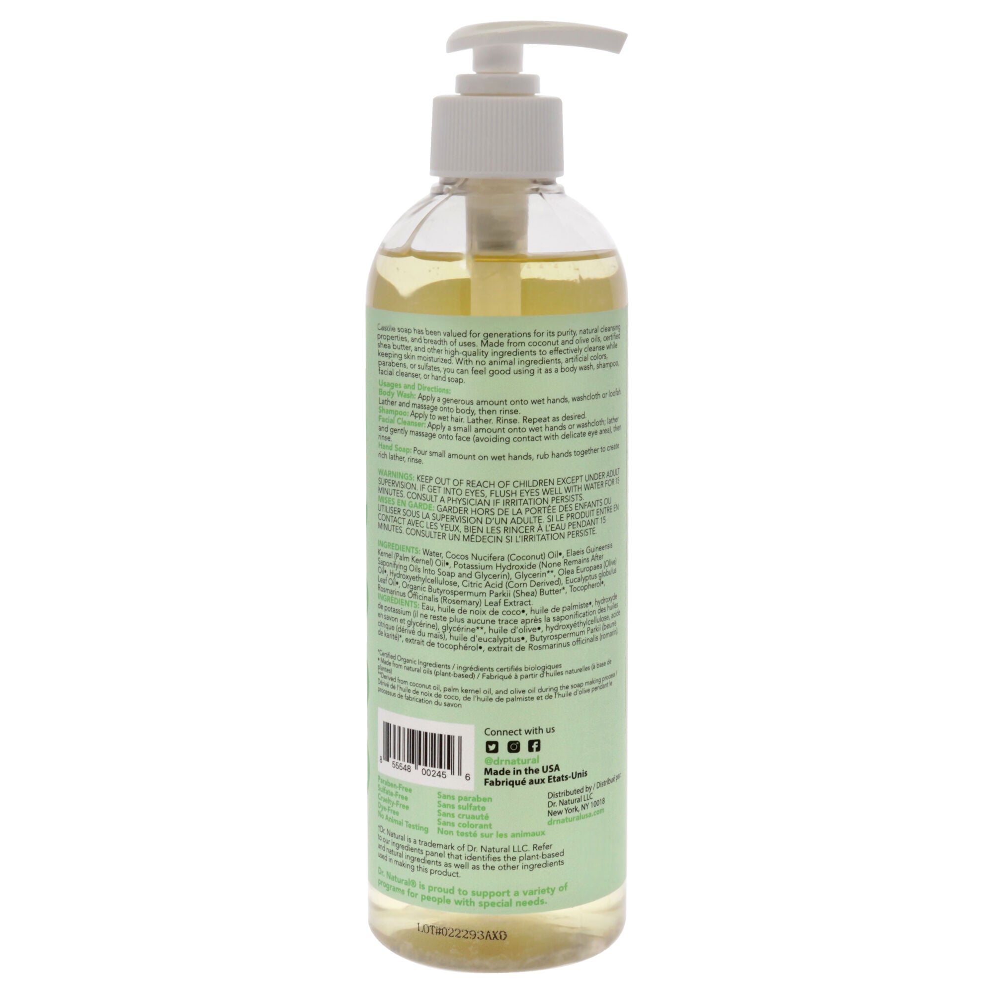 Castile Liquid Soap - Eucalyptus by Dr. Natural for Unisex - 16 oz Soap, See Description, alternate image number 2