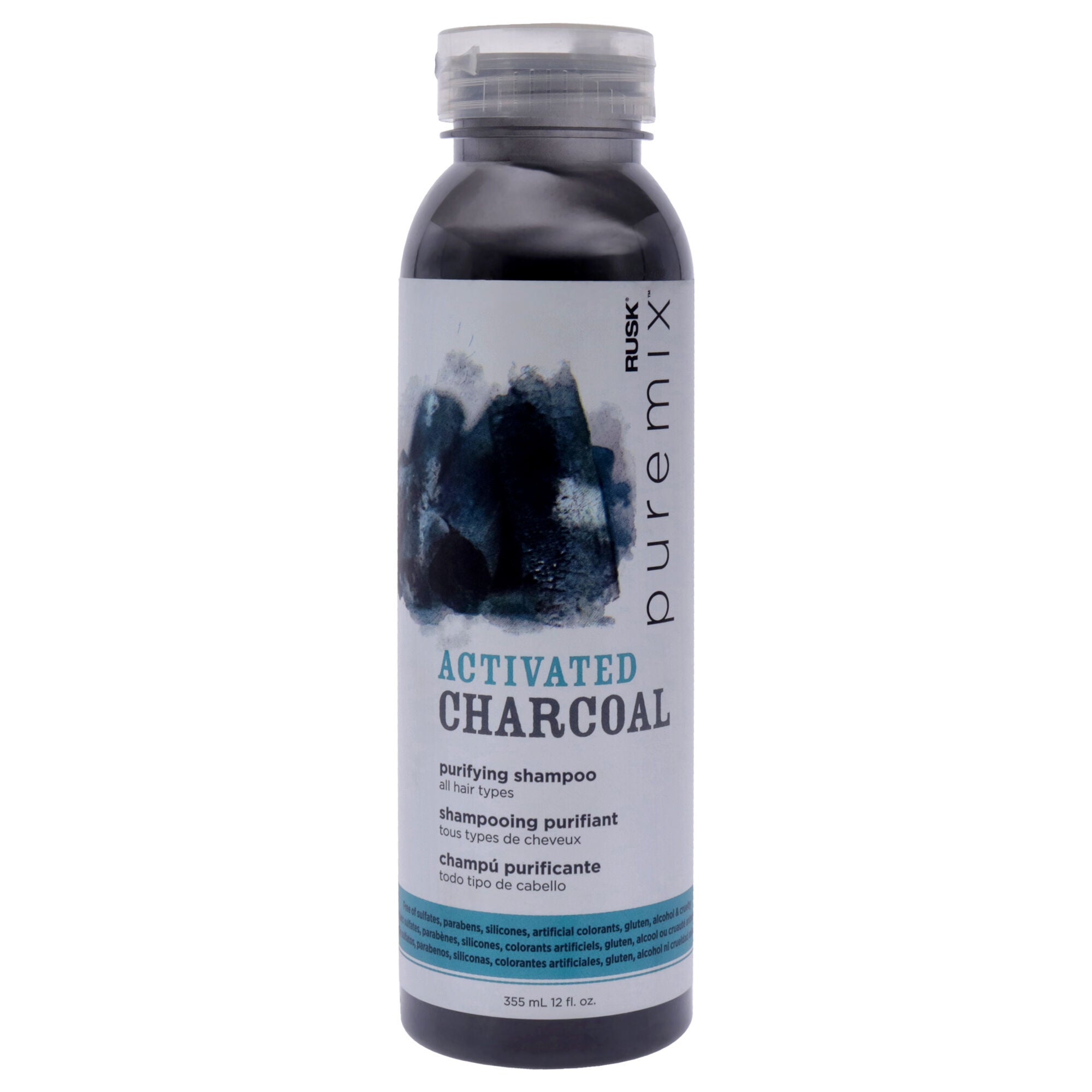 Puremix Activated Charcoal Purifying Shampoo by Rusk for Unisex - 12 oz Shampoo, See Description, hi-res image number 0