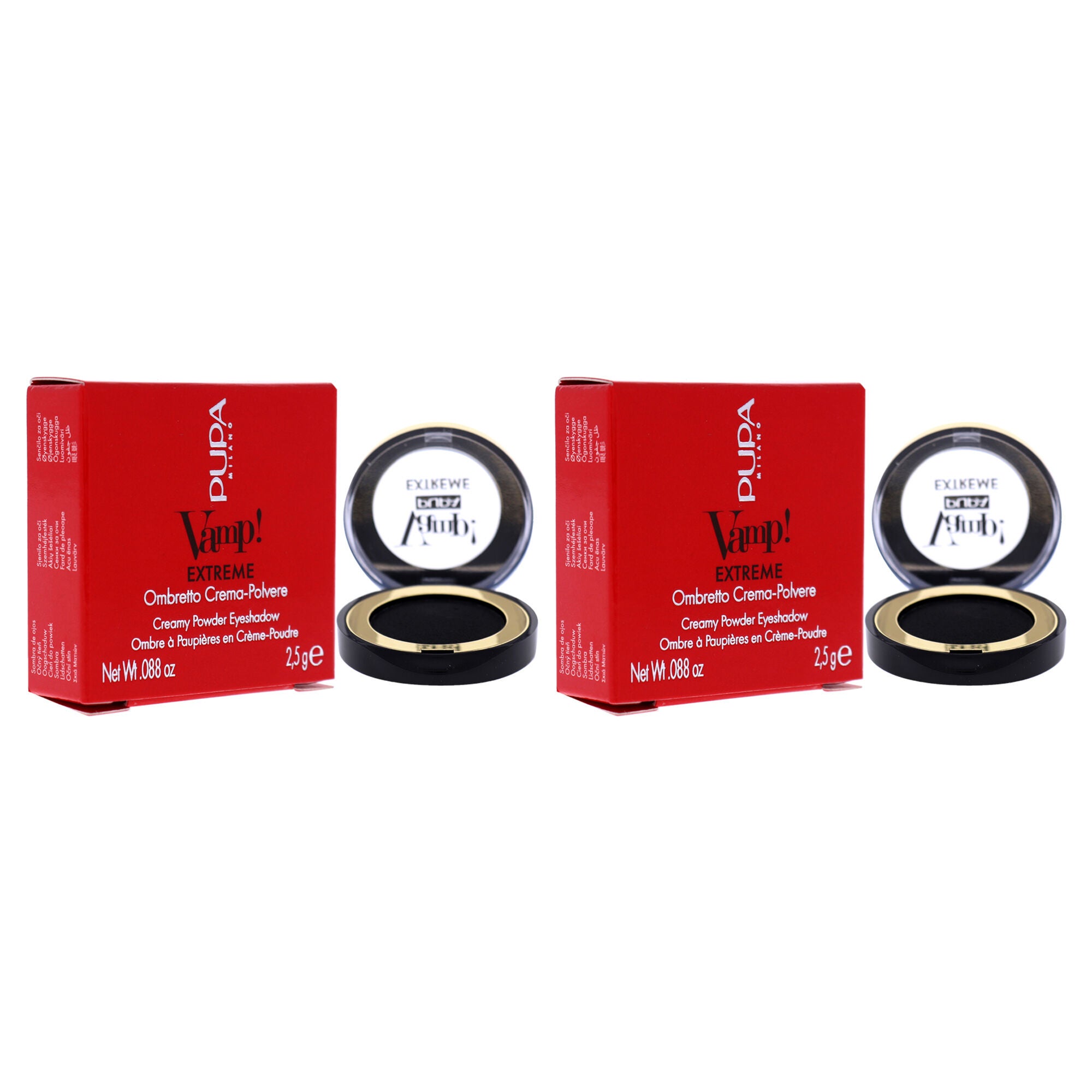 Vamp! Extreme Cream Powder Eyeshadow - 004 Extreme Black by Pupa Milano for Women - 0.088 oz Eye Shadow - Pack of 2, See Description, alternate image number 1