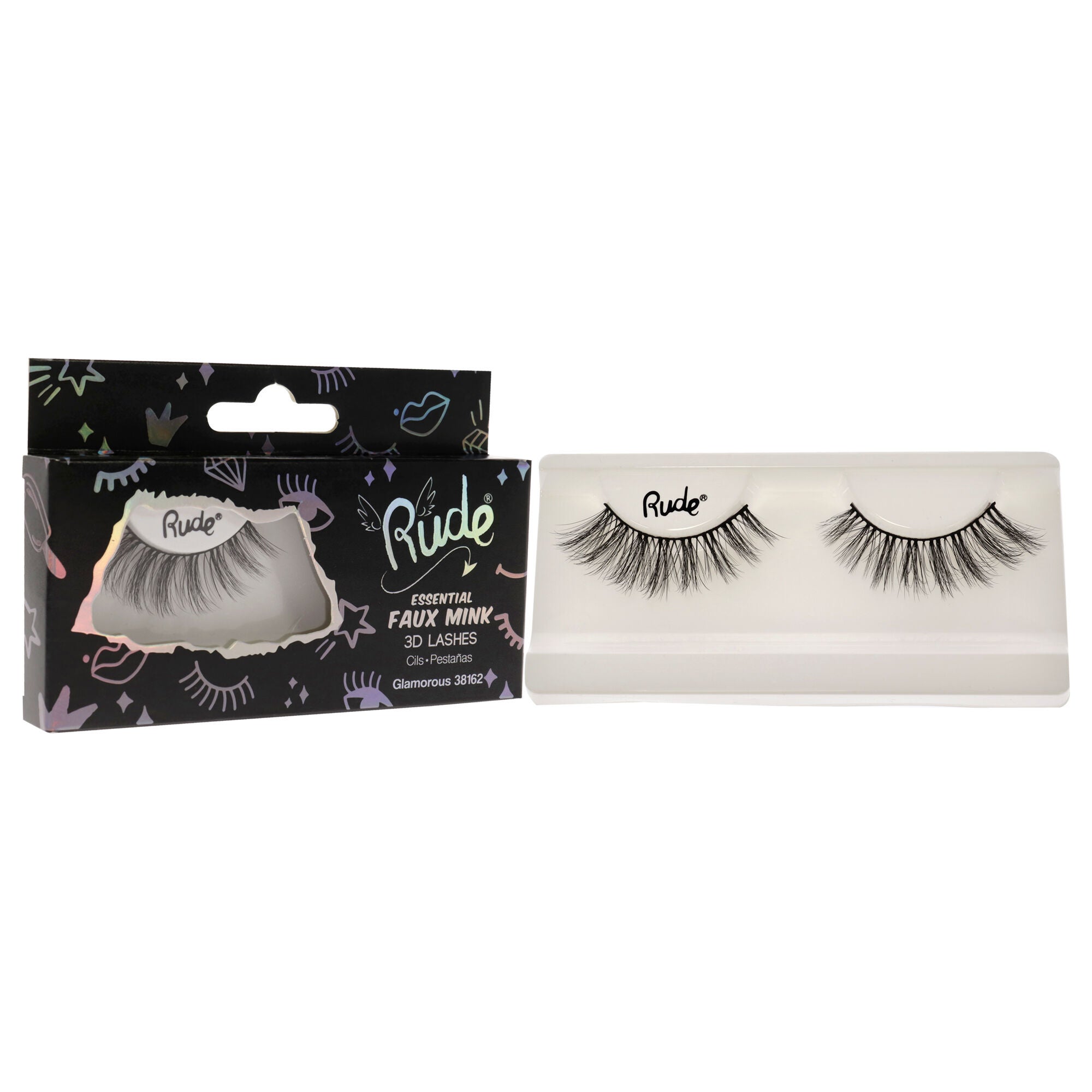 Essential Faux Mink 3D Lashes - Glamorous by Rude Cosmetics for Women - 1 Pc Pair, See Description, alternate image number 4