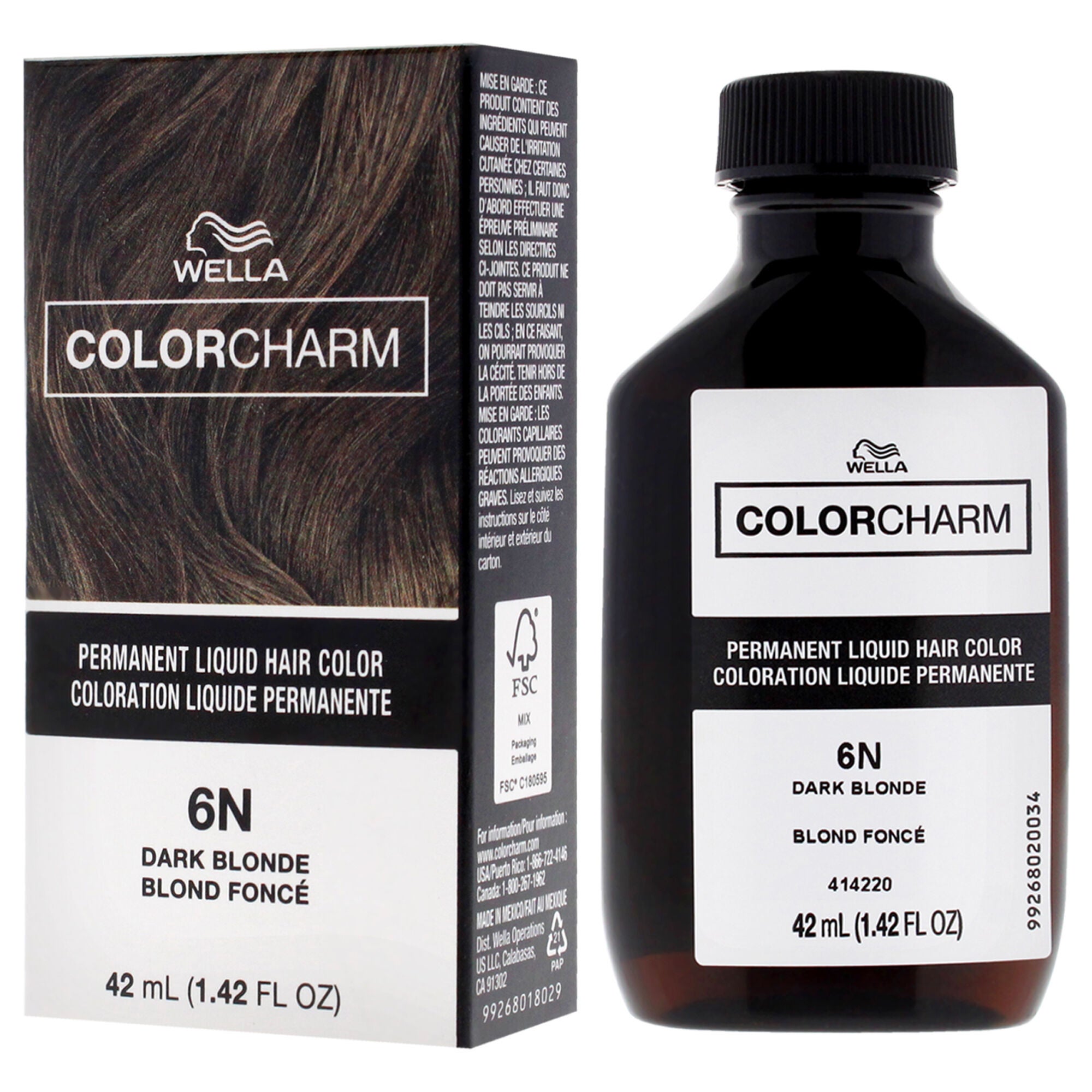 Color Charm Permanent Liquid Hair Color - 6N Dark Blonde by Wella for Unisex - 1.42 oz Hair Color, See Description, alternate image number 3
