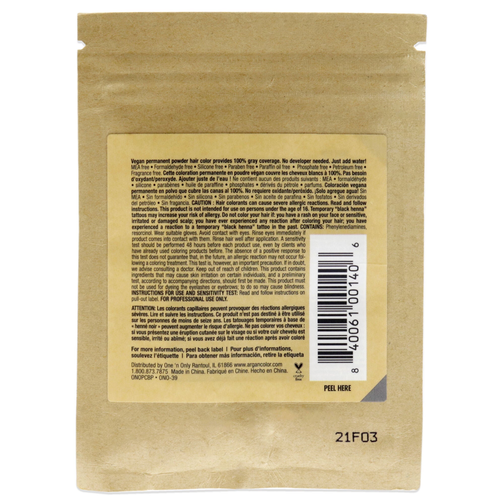 Powder Hair Color - Black by One n Only for Unisex - 0.35 oz Hair Color, See Description, alternate image number 1