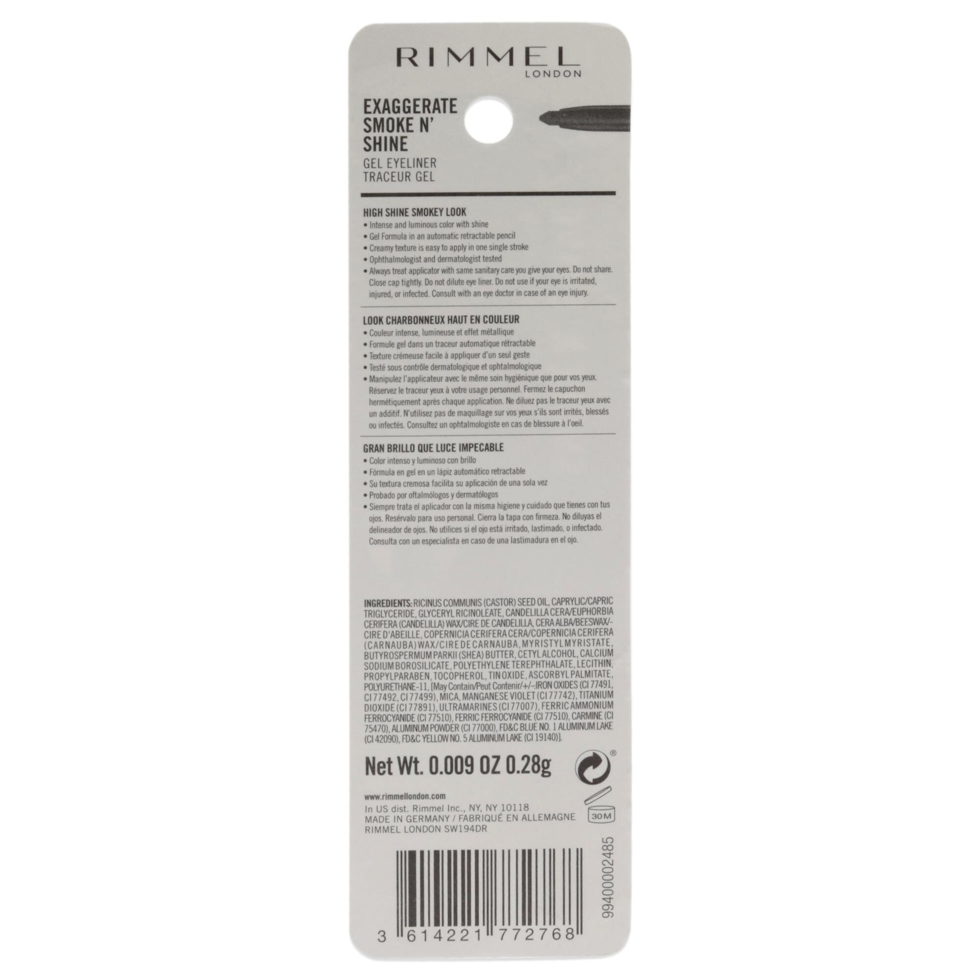 Exaggerate Smoke N Shine Eyeliner Gel - 004 Blue Steel by Rimmel London for Women - 0.009 oz Eyeliner, , alternate image number 4