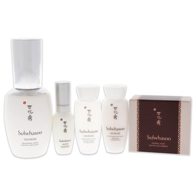 Snowise Brightening Serum Set by Sulwhasoo for Women - 5 Pc 1.7oz Serum, 8ml Serum, 15ml Water, 15ml Emulsion, 1.7oz Herbal Soap Red Ginger, , alternate image number null