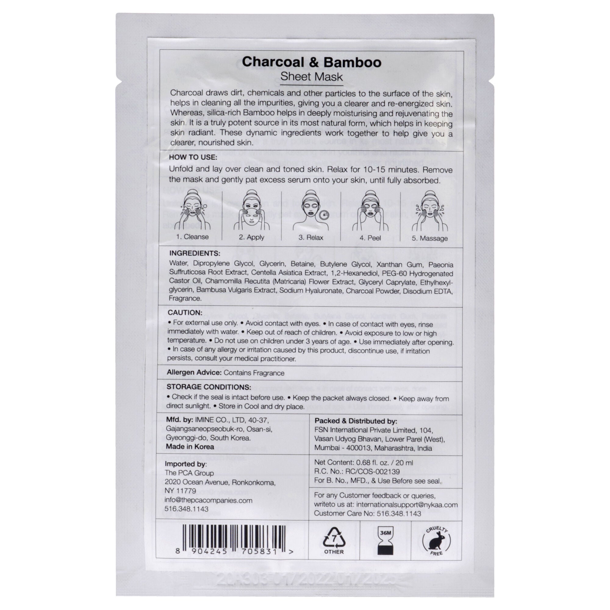 Skin Secrets Sheet Mask - Charcoal and Bamboo by Nykaa Naturals for Women - 1 Pc Mask, , alternate image number 4