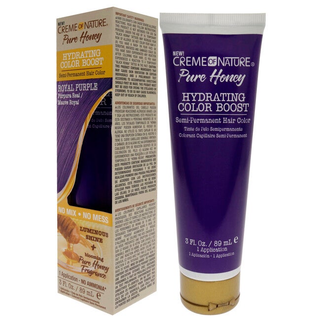 Pure Honey Hydrating Color Boost Semi-Permanent Hair Color - Royal Purple by Creme of Nature for Unisex - 3 oz Hair Color, NA, alternate image number null