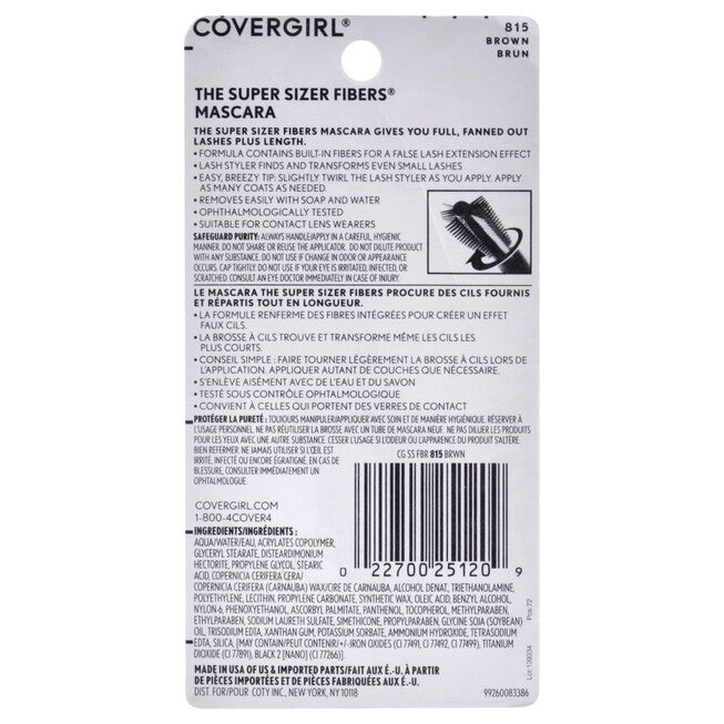 The Super Sizer Fibers Mascara - 815 Brown Brun by CoverGirl for Women - 0.4 oz Mascara, , alternate image number null
