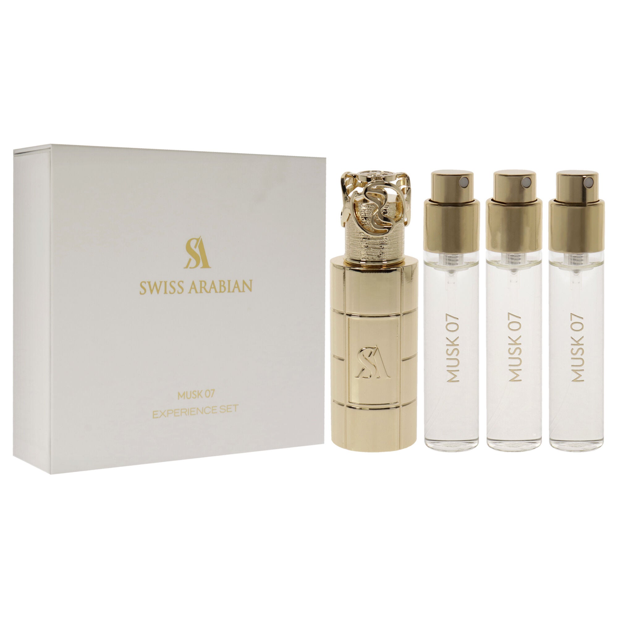 Musk 07 by Swiss Arabian for Unisex - 4 Pc Mini Gift Set 3 x 1oz Perfume Spray, Metal Case, See Description, alternate image number 1