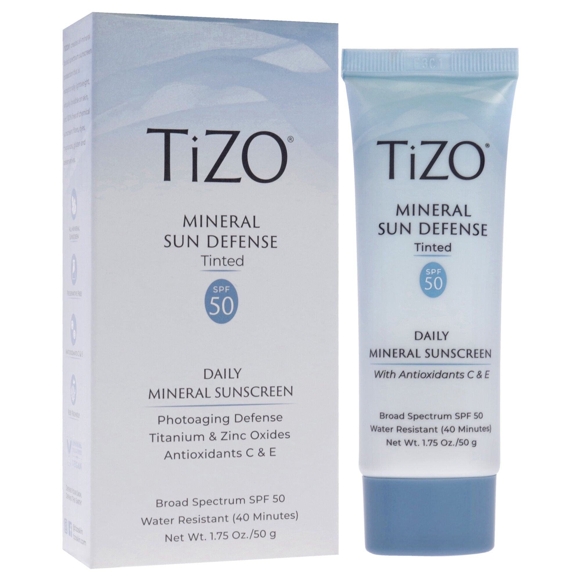 Mineral Sun Defense Tinted SPF 50 by Tizo for Women - 1.75 oz Sunscreen, See Description, alternate image number 1