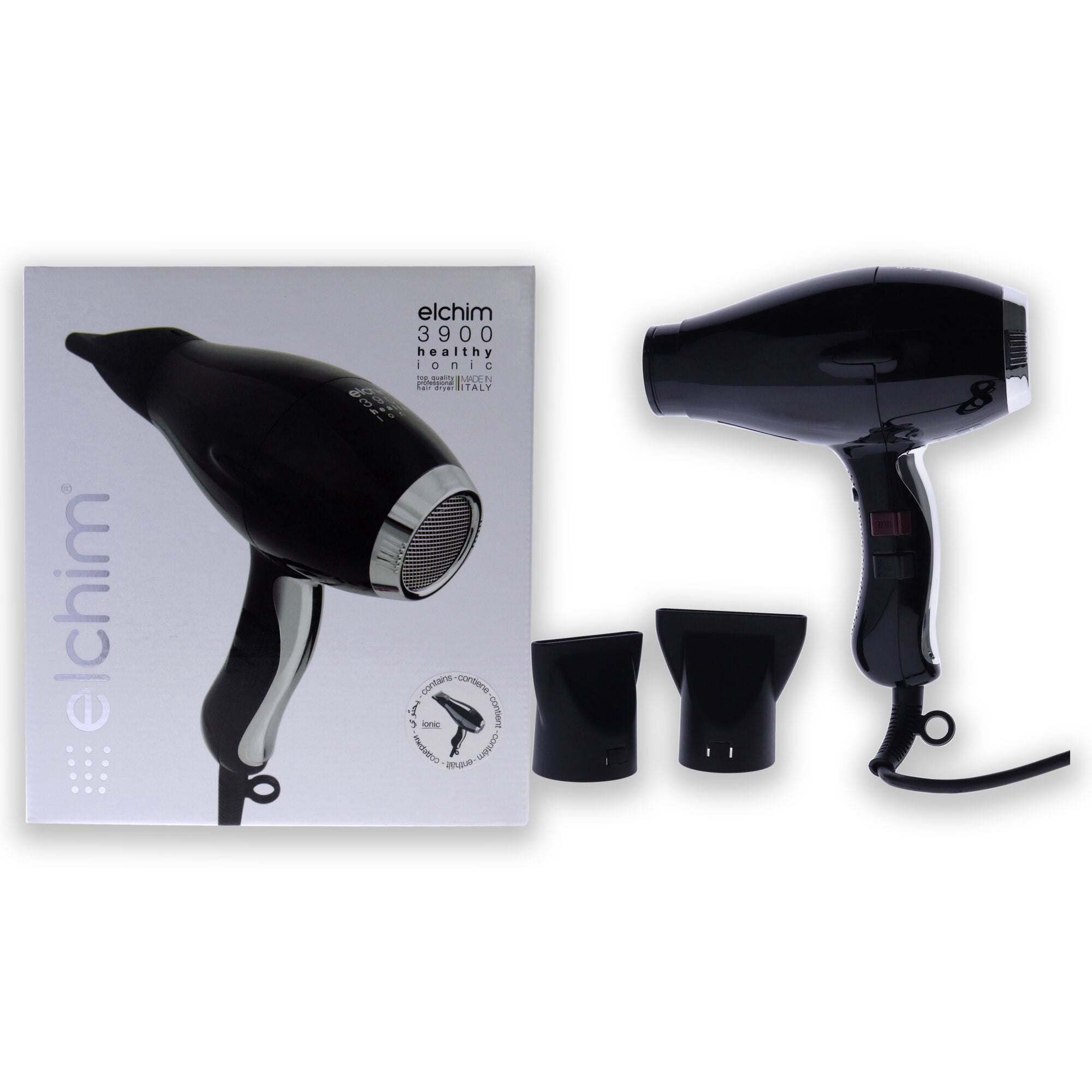 3900 Healthy Ionic Hair Dryer - Black-Silver by Elchim for Unisex - 1 Pc Hair Dryer, See Description, hi-res image number 0