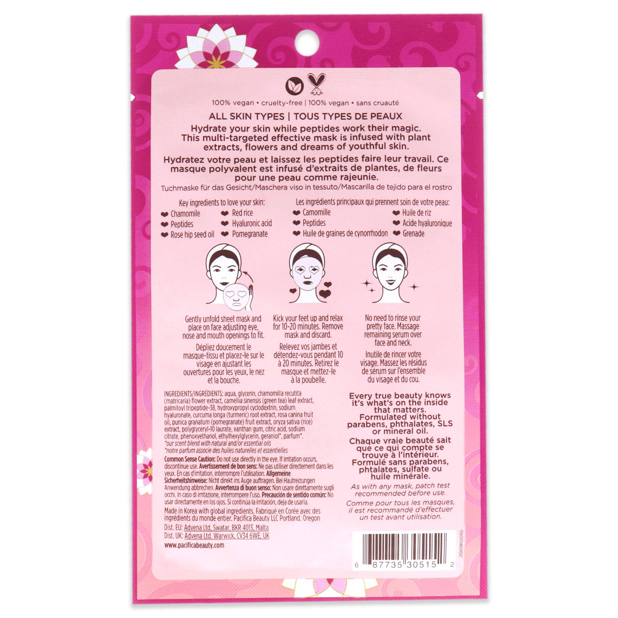 Disobey Time Facial Mask - Rose and Peptide by Pacifica for Unisex - 1 Pc Mask, See Description, alternate image number 2