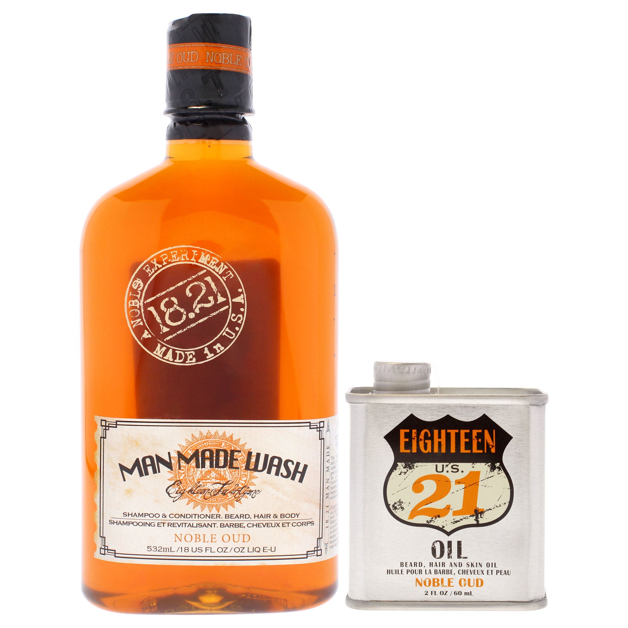 Book of Good Grooming Volume 5 Set - Noble Oud by 18.21 Man Made for Men - 2 Pc 18oz Man Made Wash 3-In-1 Shampoo, Conditioner and Body Wash, 2oz Oil, See Description, alternate image number 3