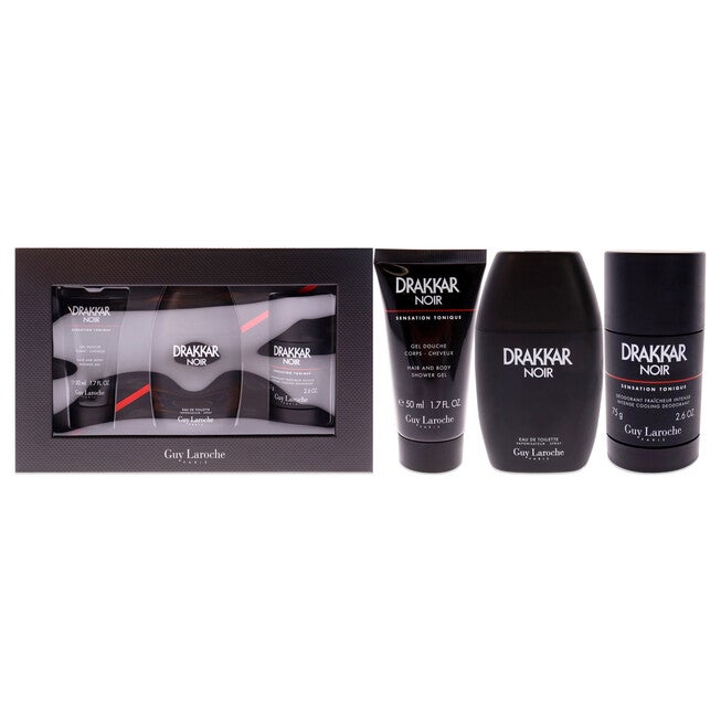Drakkar Noir by Guy Laroche for Men - 3 Pc Gift Set 2021 - 3.4oz EDT Spray, 2.6oz Deodorant Stick, 1.7oz Shower Gel, , alternate image number null