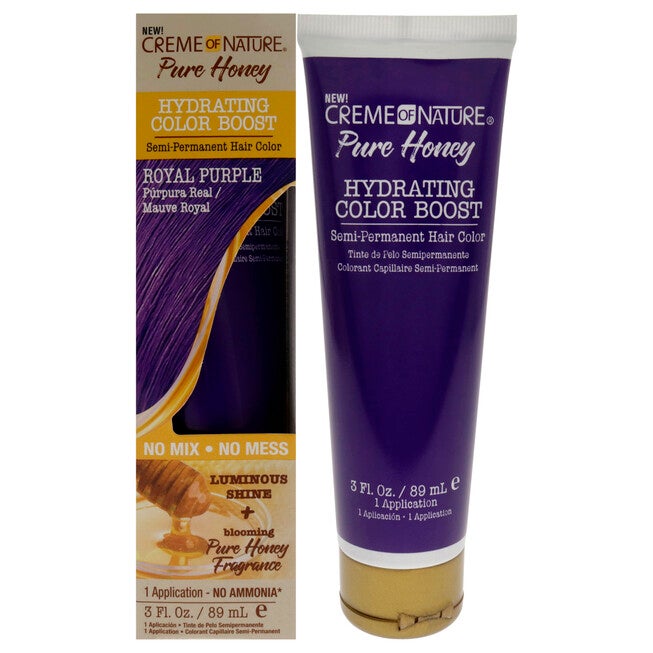 Pure Honey Hydrating Color Boost Semi-Permanent Hair Color - Royal Purple by Creme of Nature for Unisex - 3 oz Hair Color, NA, hi-res image number null