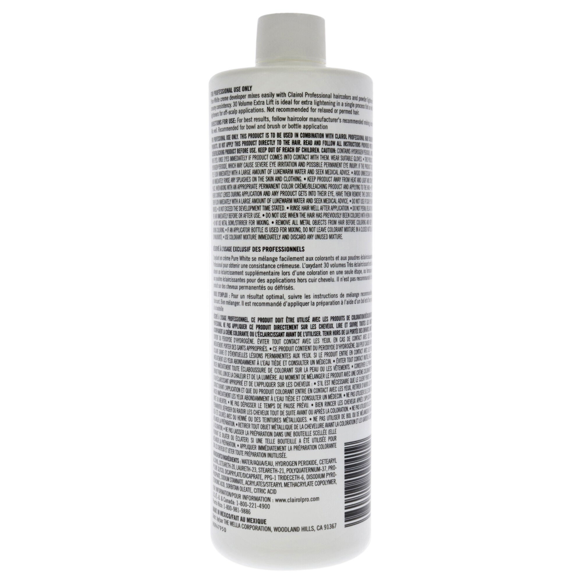 Pure White 30 Volume Creme Developer by Clairol for Unisex - 16 oz Lightener, See Description, alternate image number 1