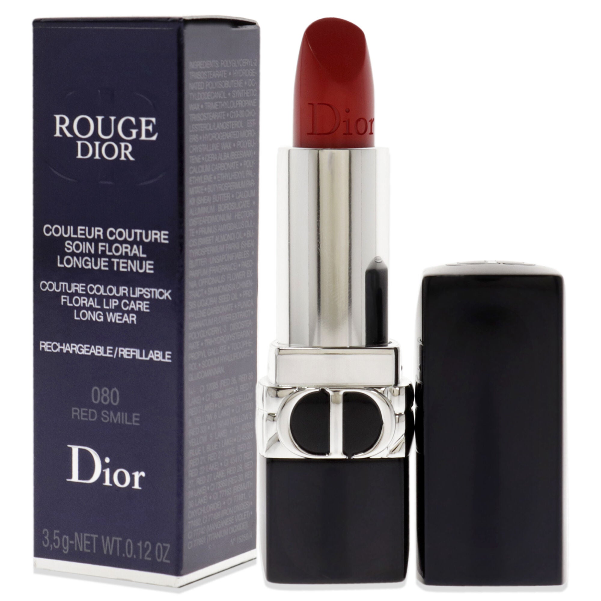 Rouge Dior Couture Lipstick Satin - 080 Red Smile by Christian Dior for Women - 0.12 oz Lipstick (Refillable), See Description, alternate image number 2