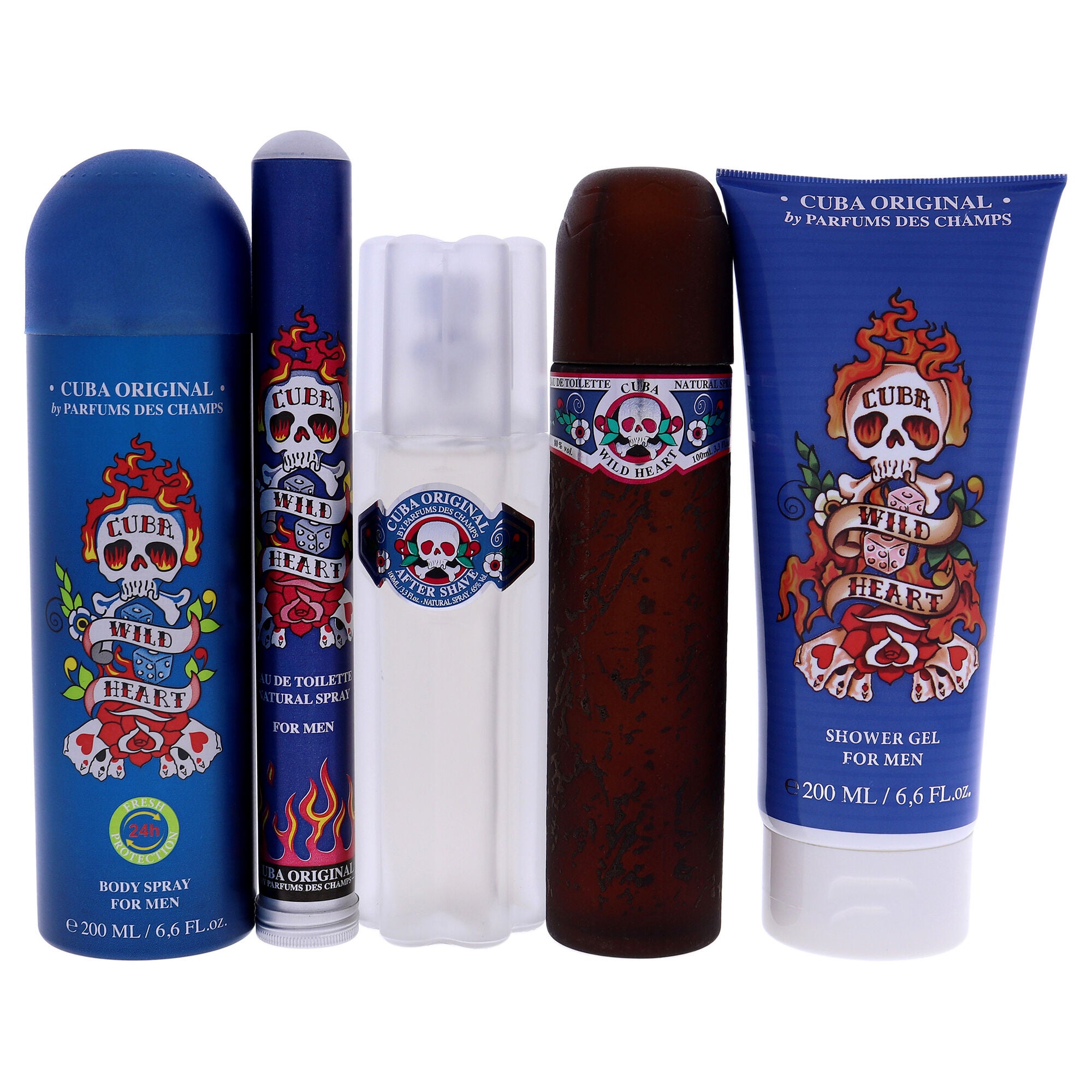 Cuba Wild Heart by Cuba for Men - 5 Pc Gift Set 3.3oz EDT Spray, 1.7oz EDT Spray, 3.3oz After Shave, 6.6oz Showe Gel, 6.6oz Body Spray, See Description, alternate image number 1