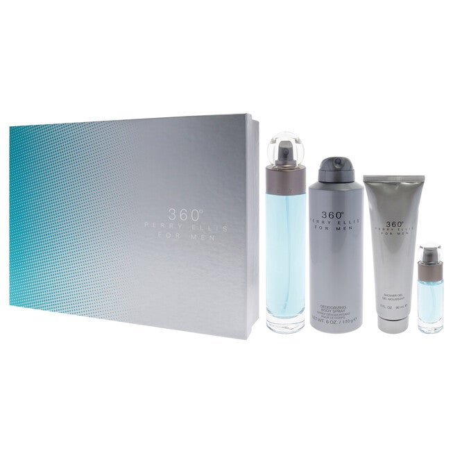360 by Perry Ellis for Men - 4 Pc Gift Set 3.4oz EDT Spray, 6oz Deodorizing Body Spray, 3.0oz Shower Gel, 0.25oz EDT Spray, NA, alternate image number null