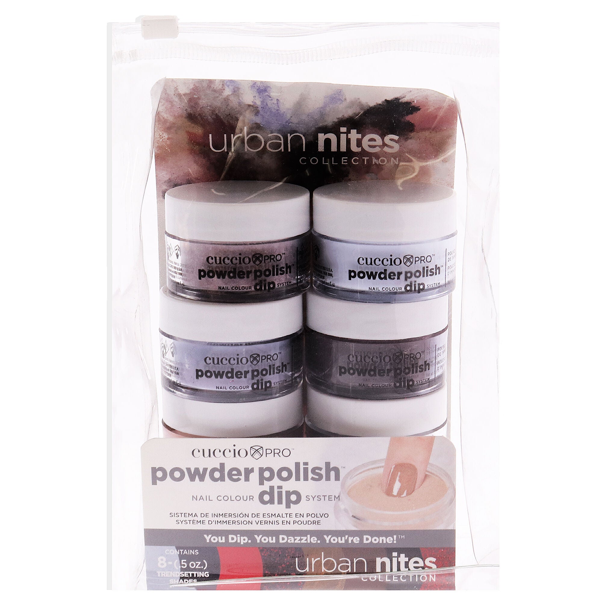 Pro Powder Polish Nail Colour Dip System - Urban Nites by Cuccio Colour for Women - 8 Pc Set, See Description, hi-res image number 0