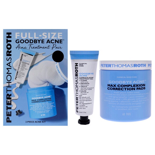 Goodbye Acne Treatment Pair by Peter Thomas Roth for Women - 2 Pc 1.7oz Complete Acne Treatment Gel, 60 Max Complexion Correction Pads, NA, hi-res image number null