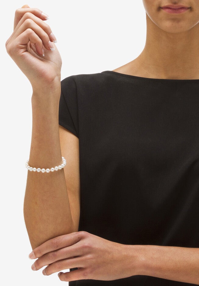 Gold Over Silver Necklace, Bracelet And Earring Set Freshwater Pearl, , alternate image number null
