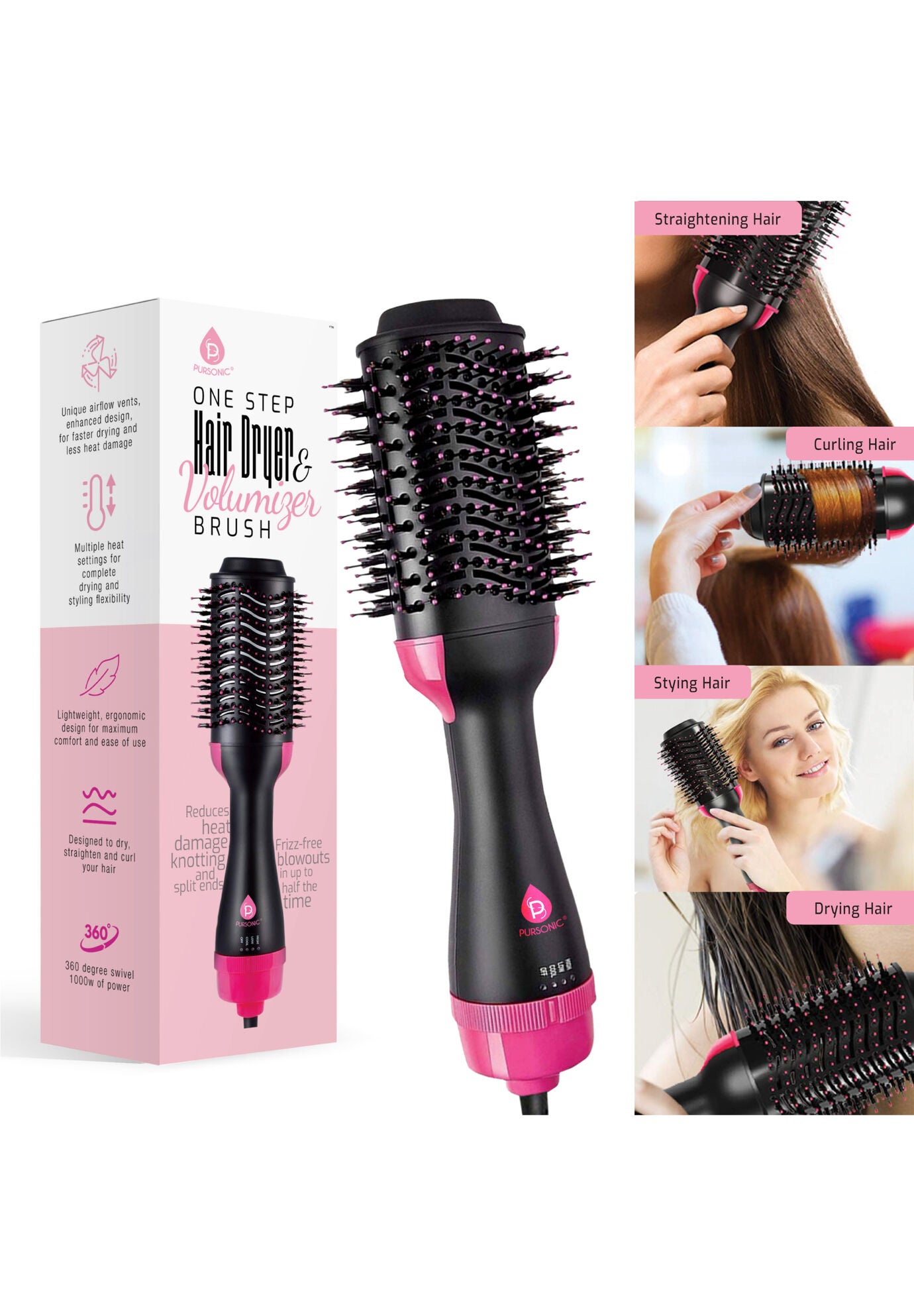 Hot Hair/Volumizer Brush Straightener, , alternate image number 2