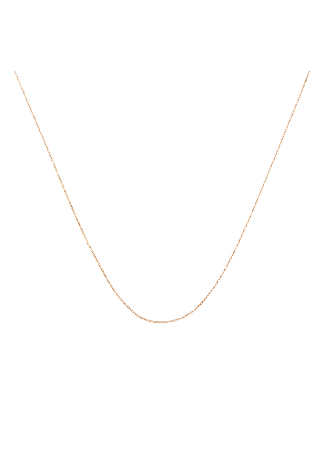 Solid Rose Gold Rope Chain Necklace Unisex 16
