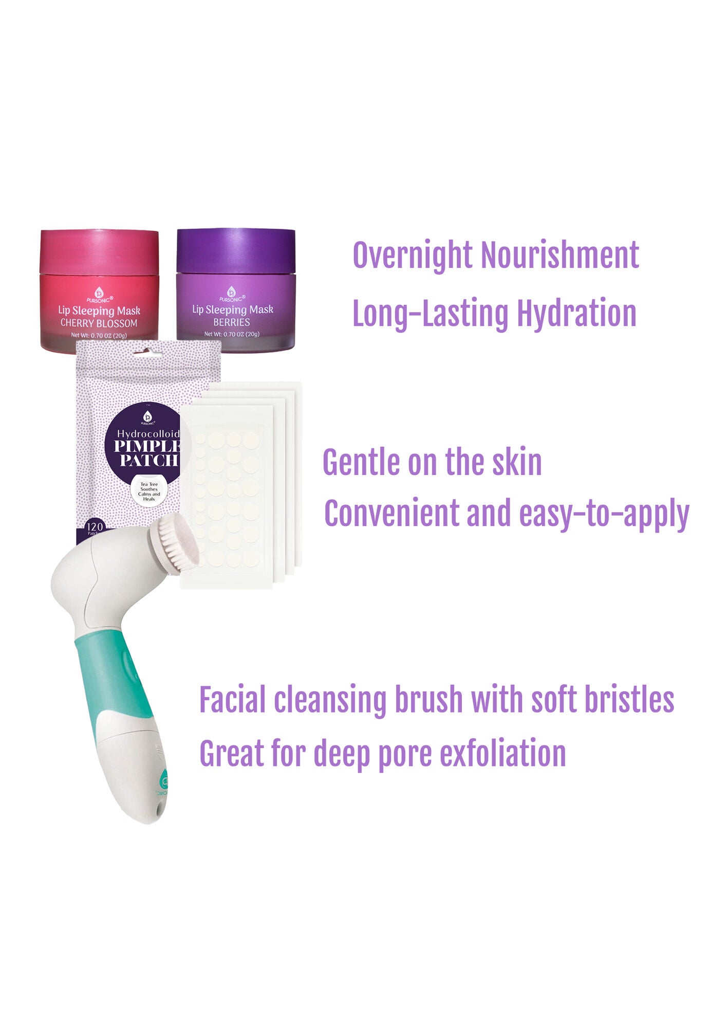 Ultimate Skincare Bundle: Lip Care, Acne Solution, And Advanced Cleansing, , on-hover image number 1