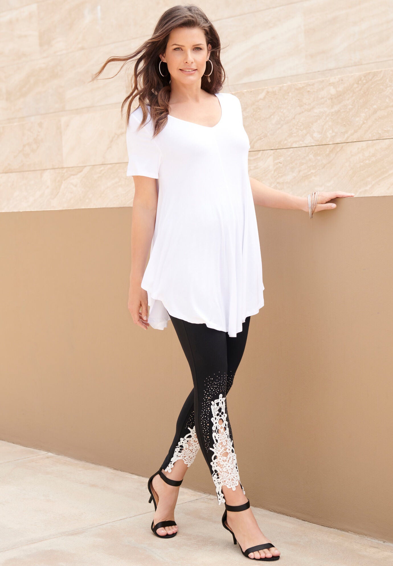 Lace-Applique Legging, , alternate image number 3